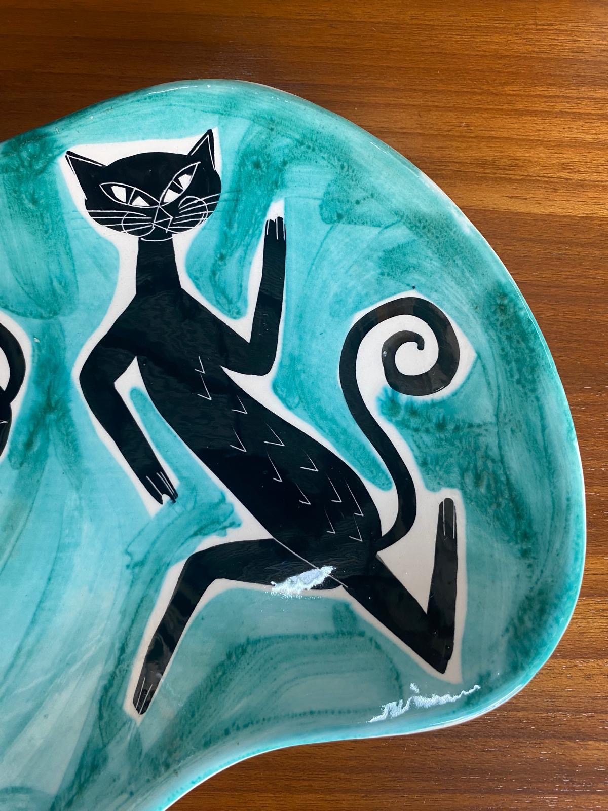 Alley Cats Ceramic Abstract Platter – Attributed to Alessio Tasca, Nove, Italy