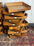 Antique Wooden File Trays – Stackable Paper Organiser with Brass Labels