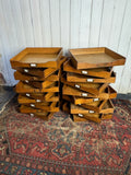 Antique Wooden File Trays – Stackable Paper Organiser with Brass Labels