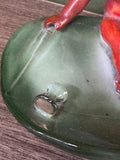 Vintage West German Green Ceramic Pin Tray with Red Devil Figurine – Mid-Century Kitsch Charm