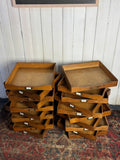 Antique Wooden File Trays – Stackable Paper Organiser with Brass Labels