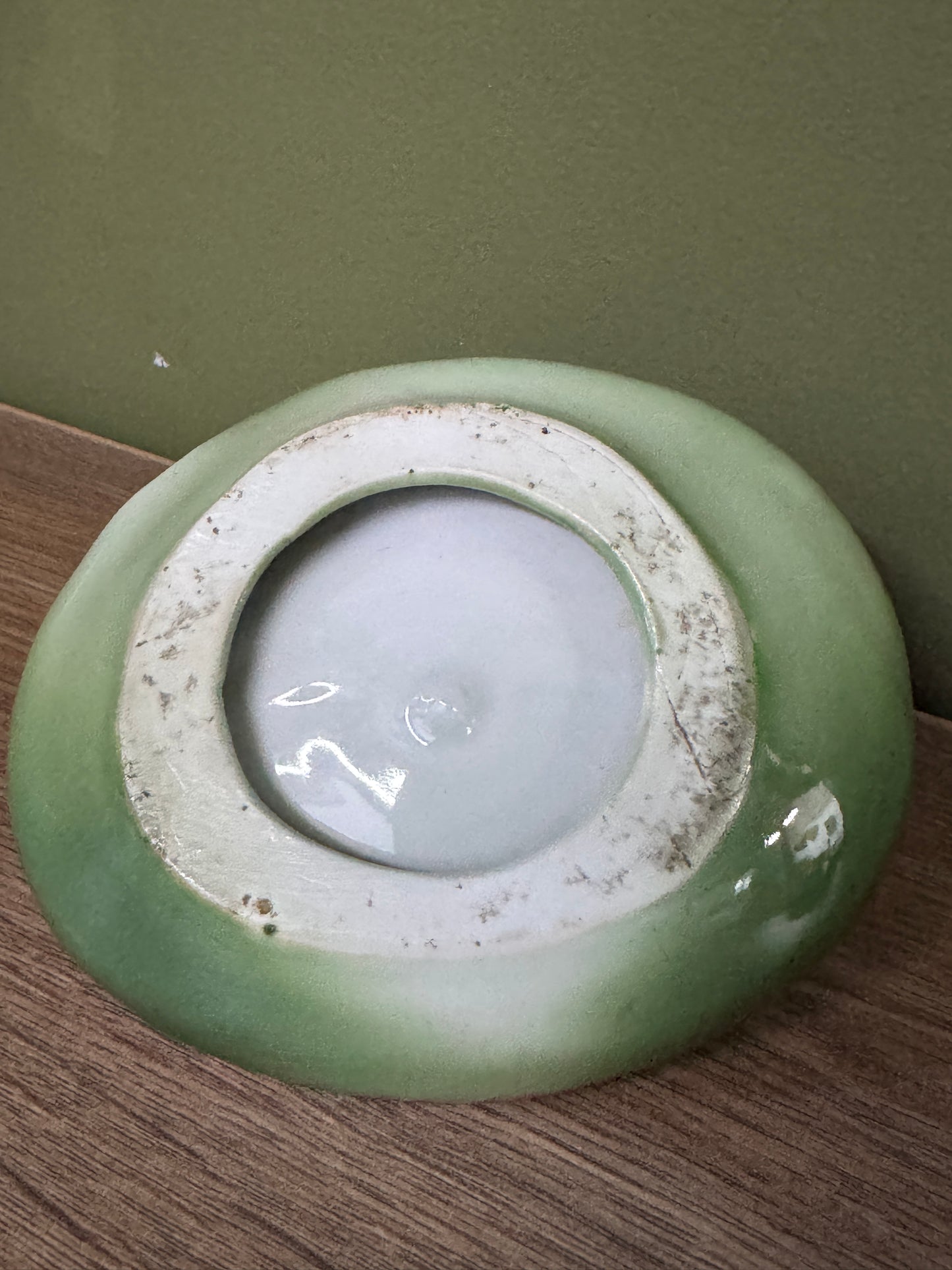 Vintage West German Green Ceramic Pin Tray with Red Devil Figurine – Mid-Century Kitsch Charm