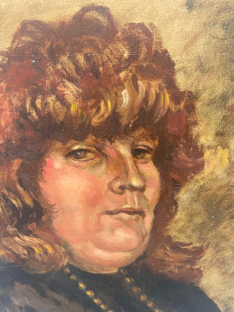 Mature woman oil on board