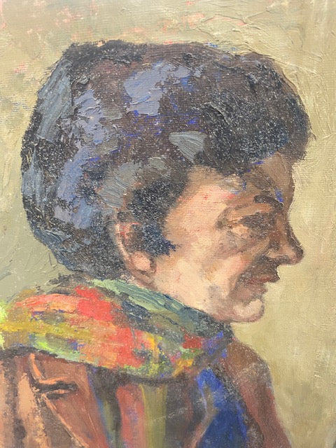 Woman with Cigarette oil on board