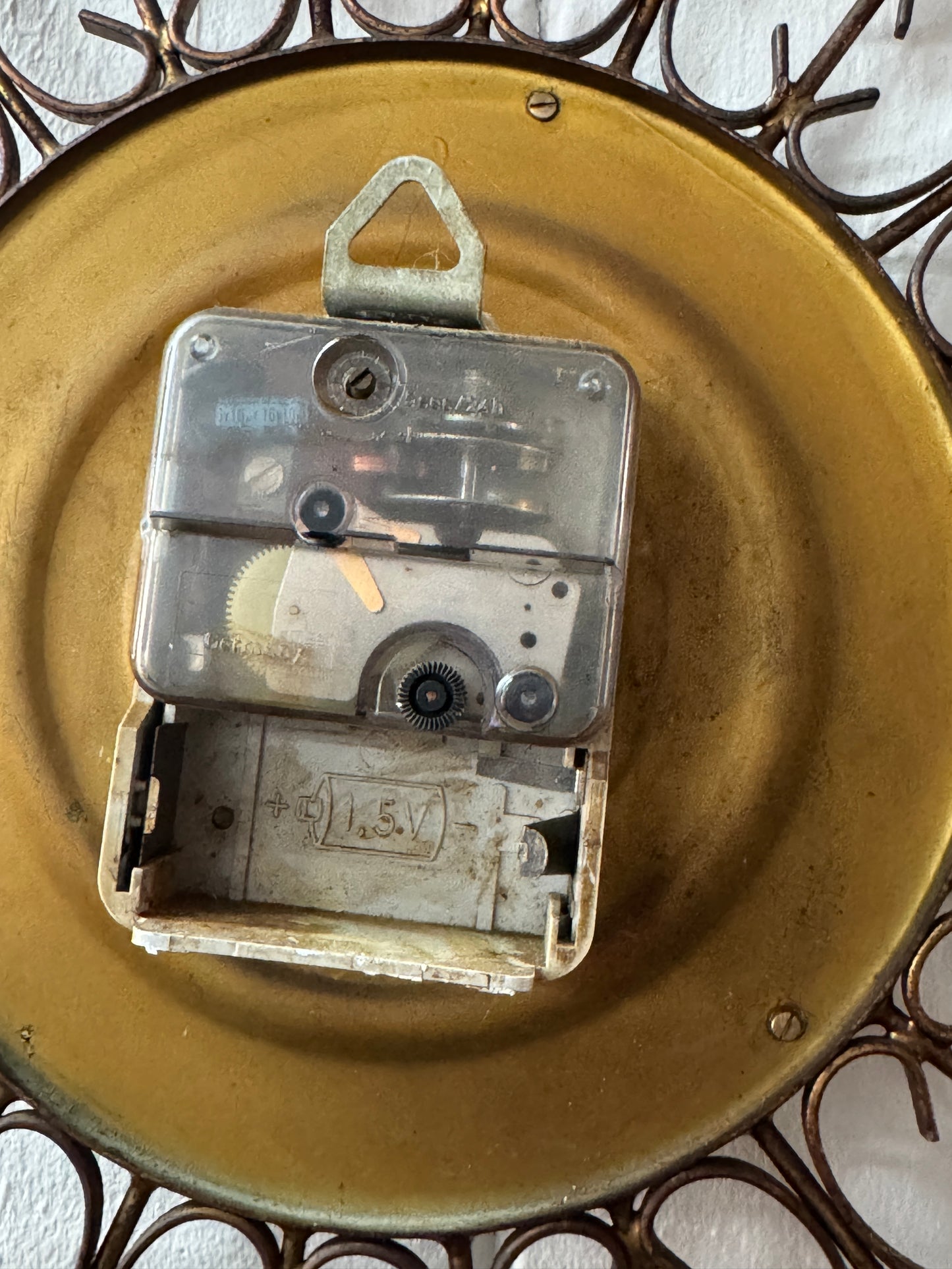 Vintage Mid-Century Modern Paico Sunburst Wall Clock – Teak & Brass Starburst Design, 1960s–1970s