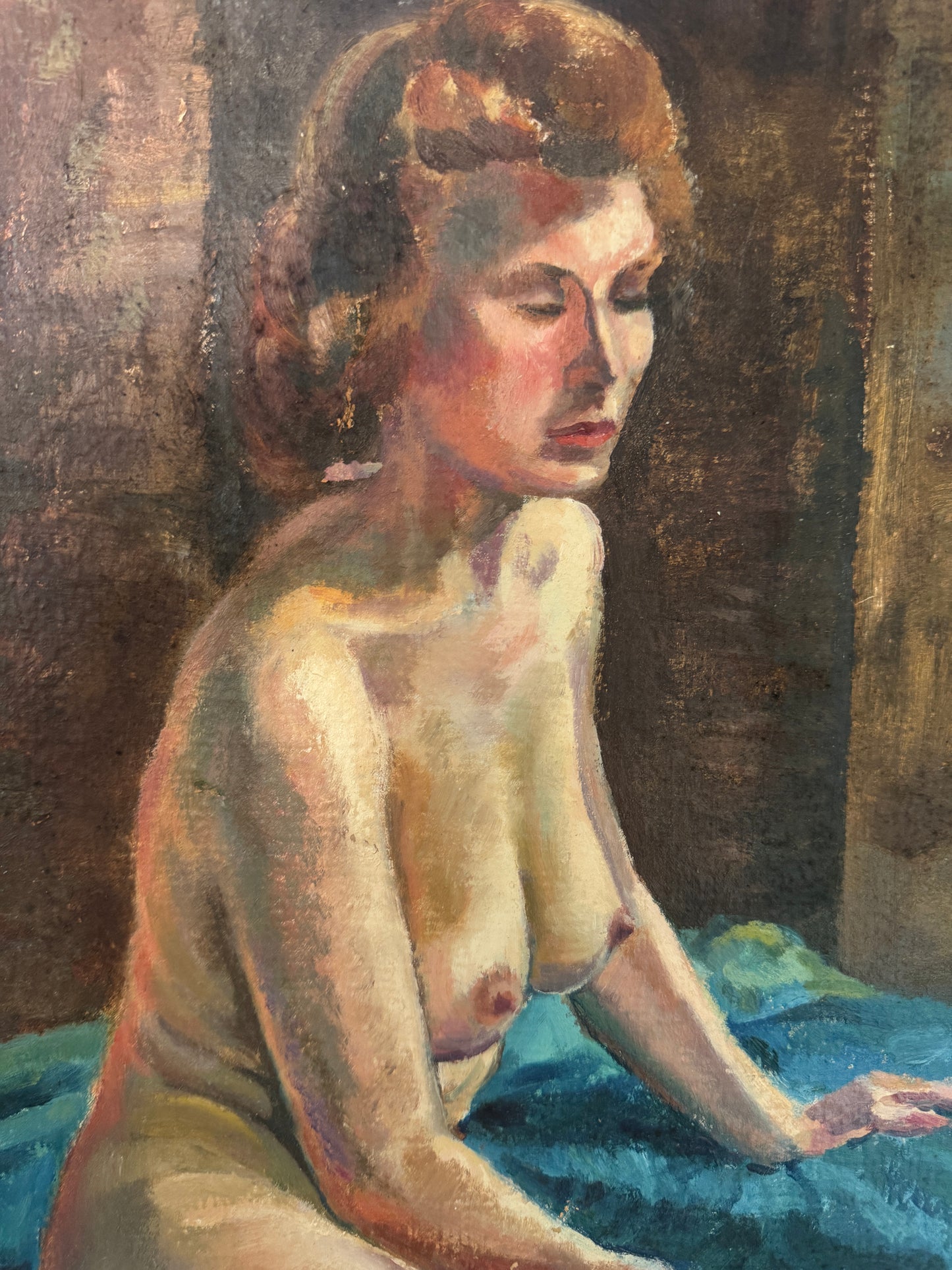 Original Mid-Century Modern Nude Study by A. Allen (1964) – Oil on Linen Canvas