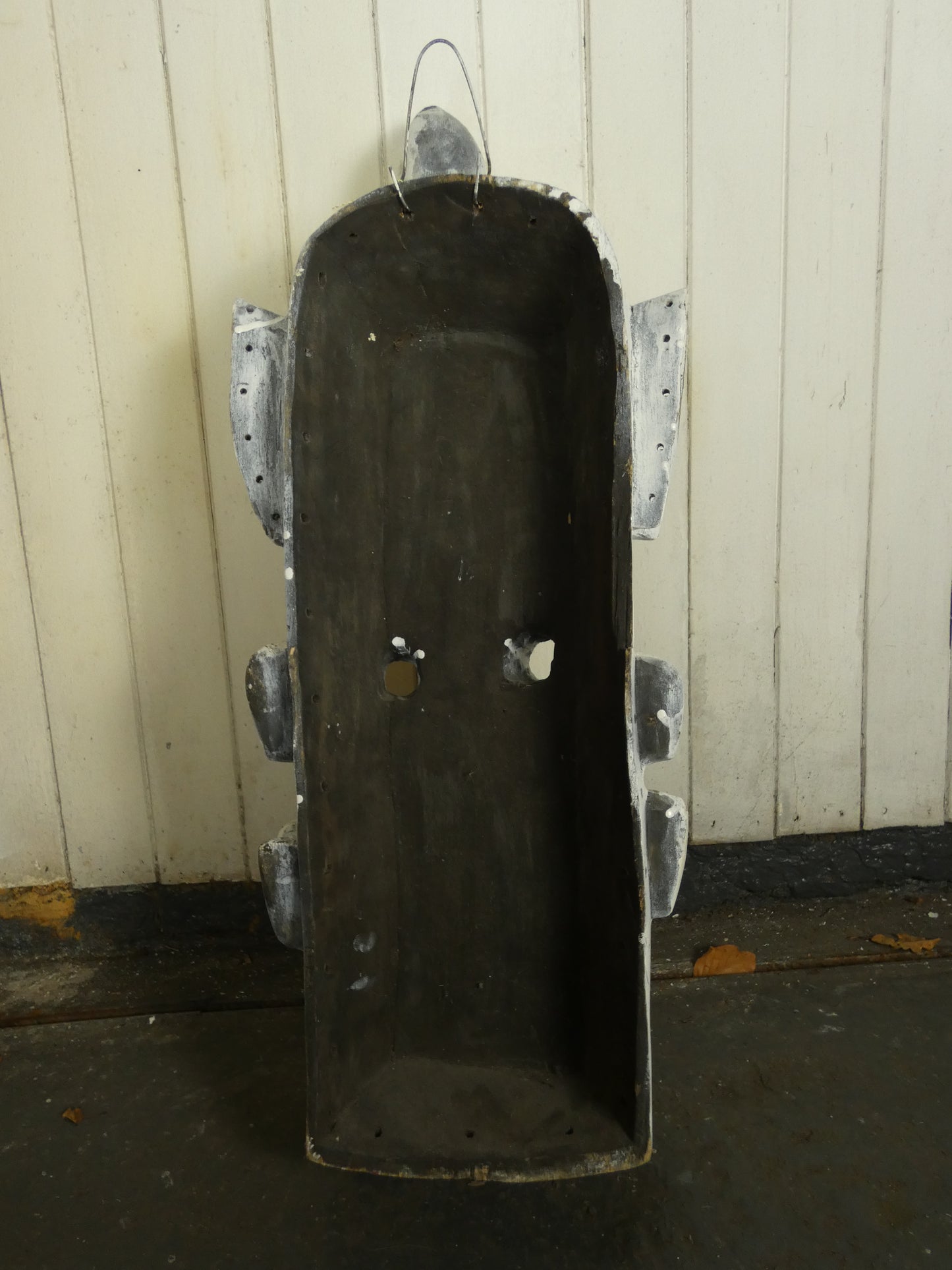 Very large wooden Tribal mask - statement piece in white