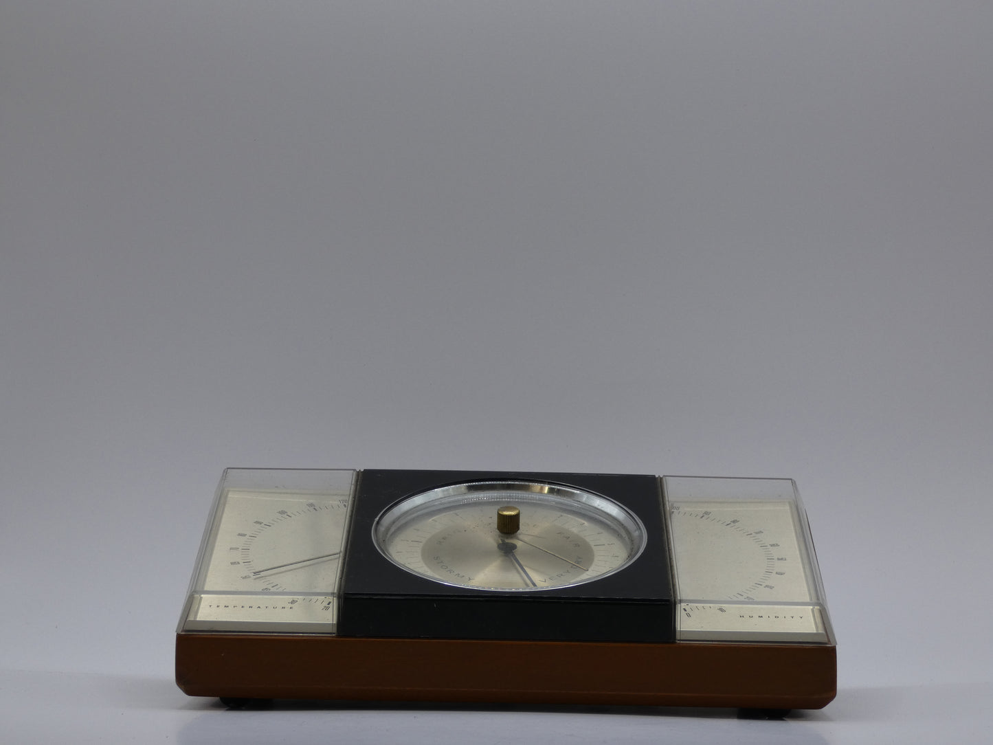 Vintage Mid-Century Taylor Desk Barometer on Wooden Base - USA