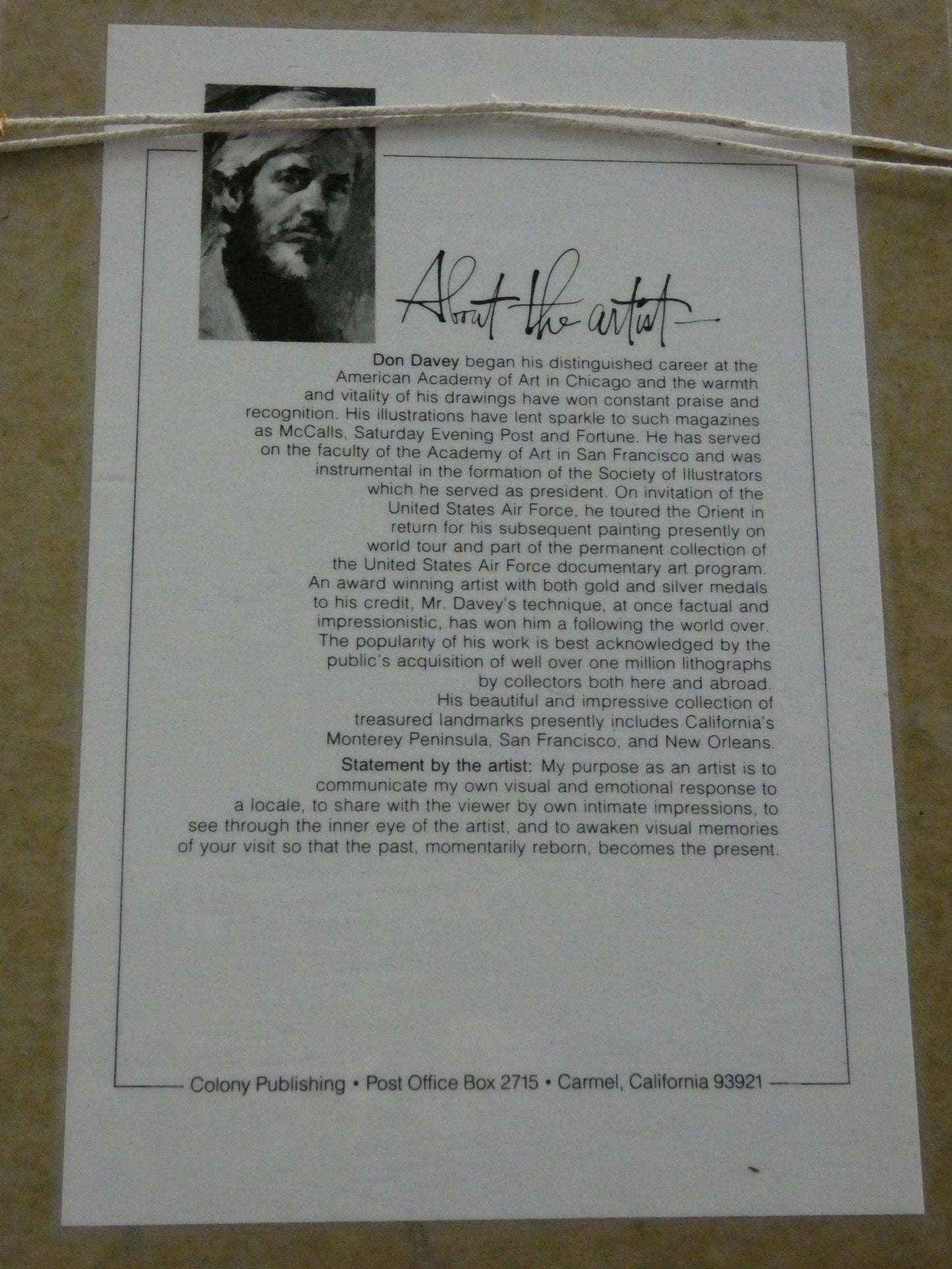 Vintage Framed Art Print – California Street, San Francisco by Don Davy (1977)