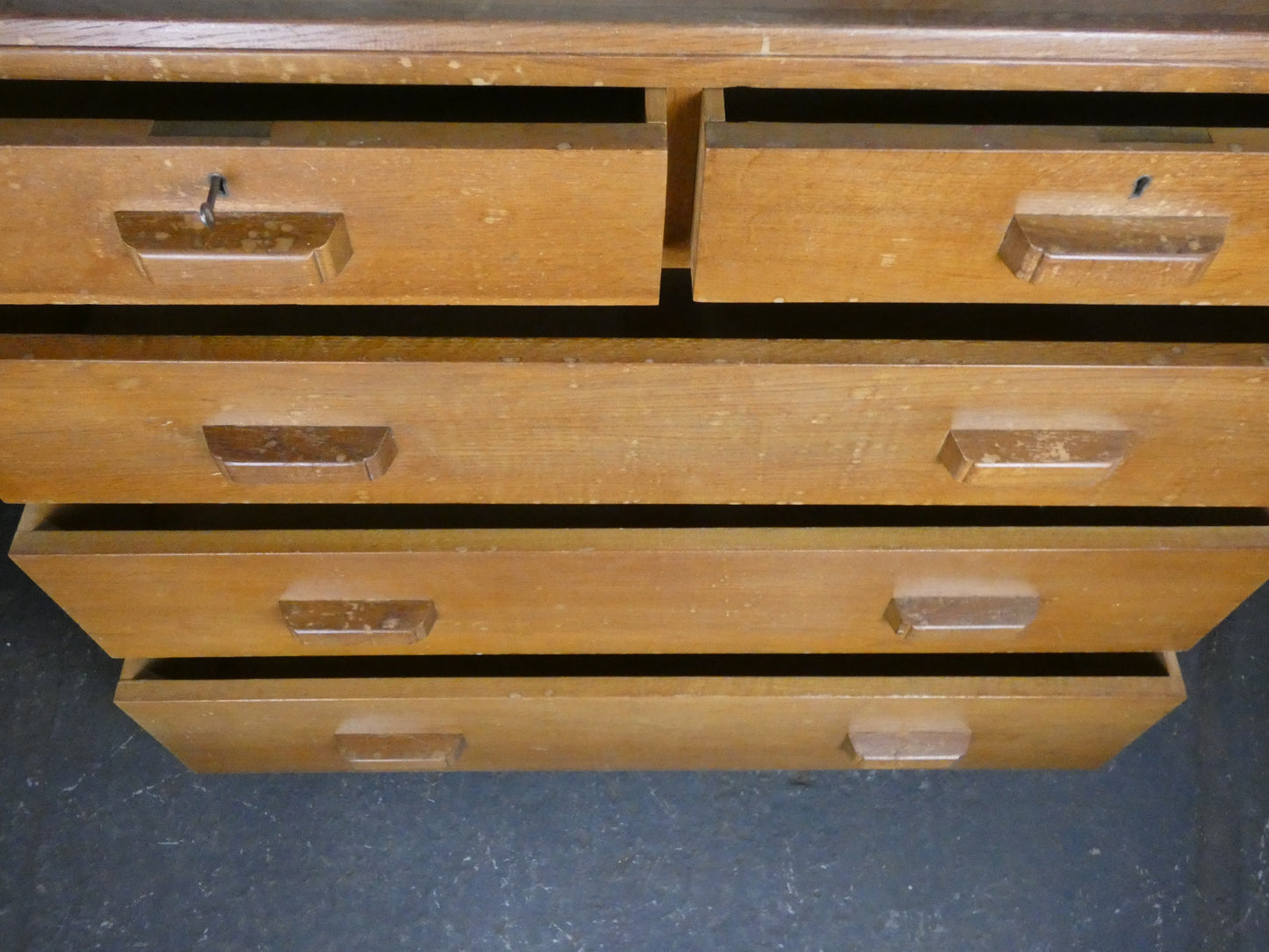 Mid-20th Century War Department Chest of Drawers – Original Military Cabinet with Key – Solid Wood Vintage Storage