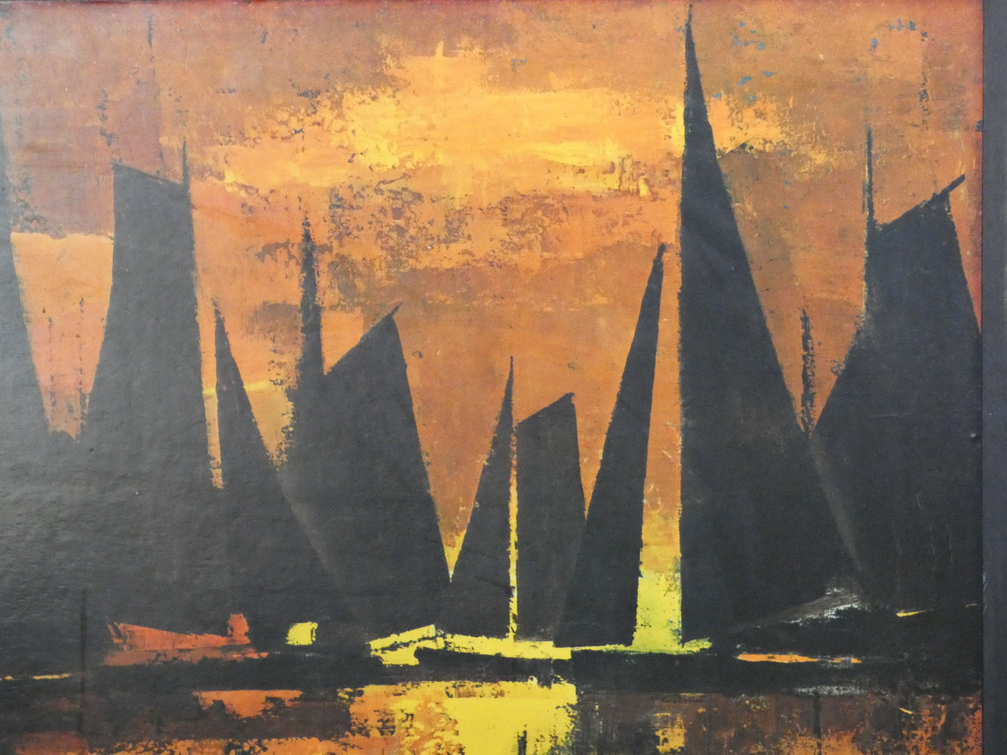 Vintage Mid Century Modern Framed Print "Sails at Sunset" by William Rutledge