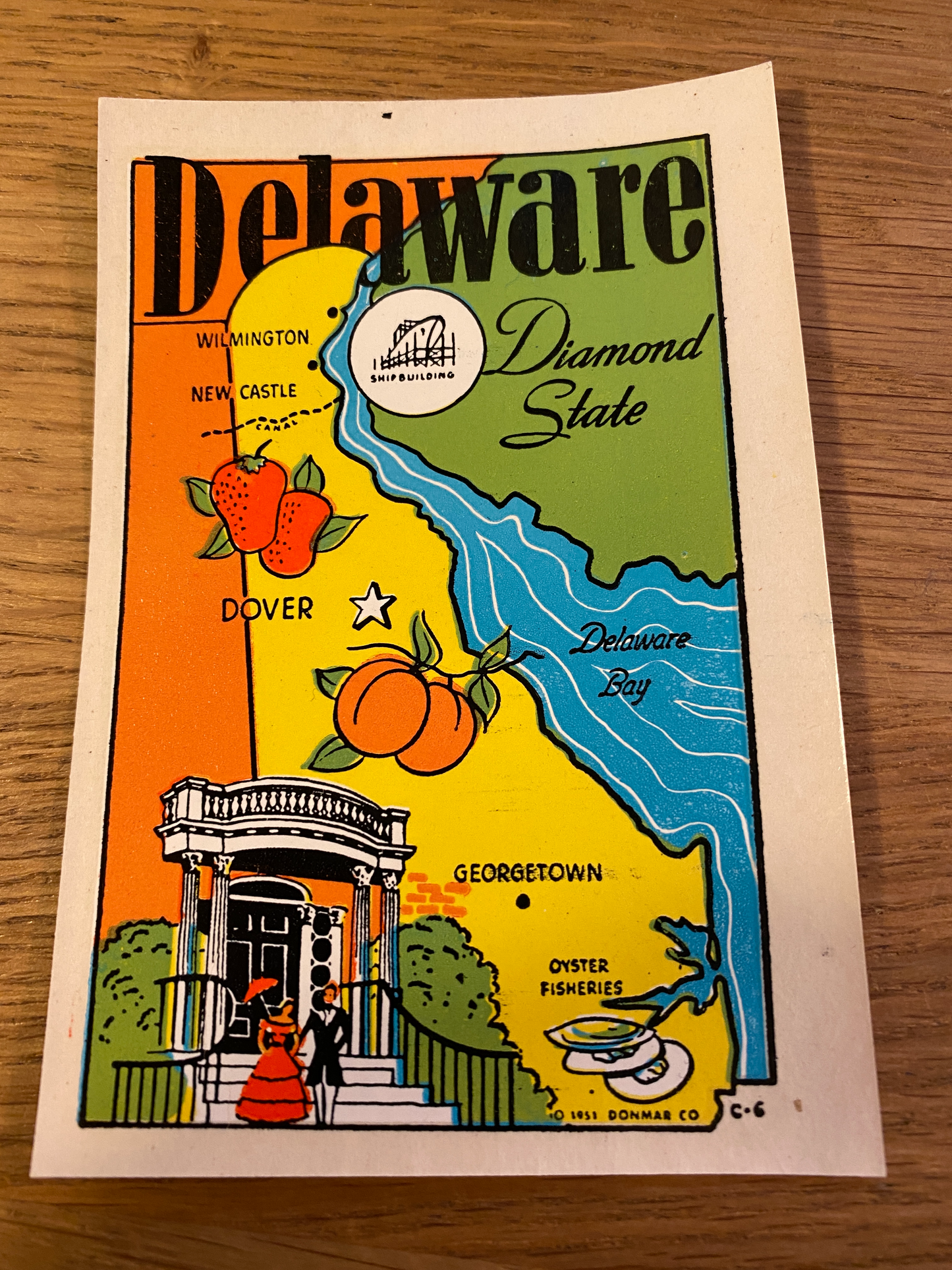 Vintage American waterslide travel sticker - Delaware