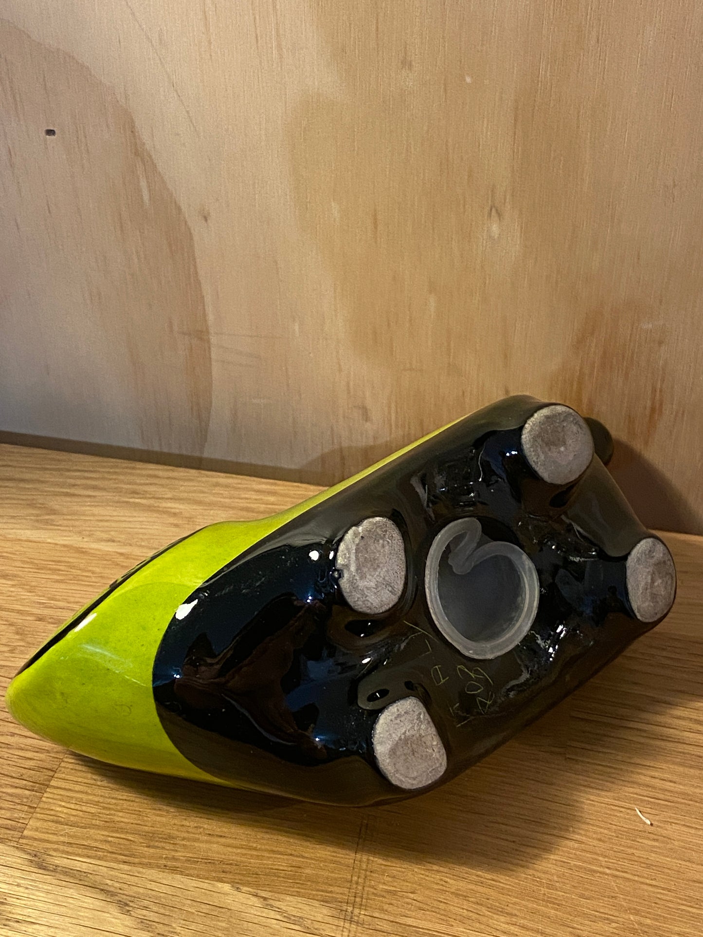 Vintage Mid century Modern Baldelli figural lime green Cat bank Italian ceramic MCM