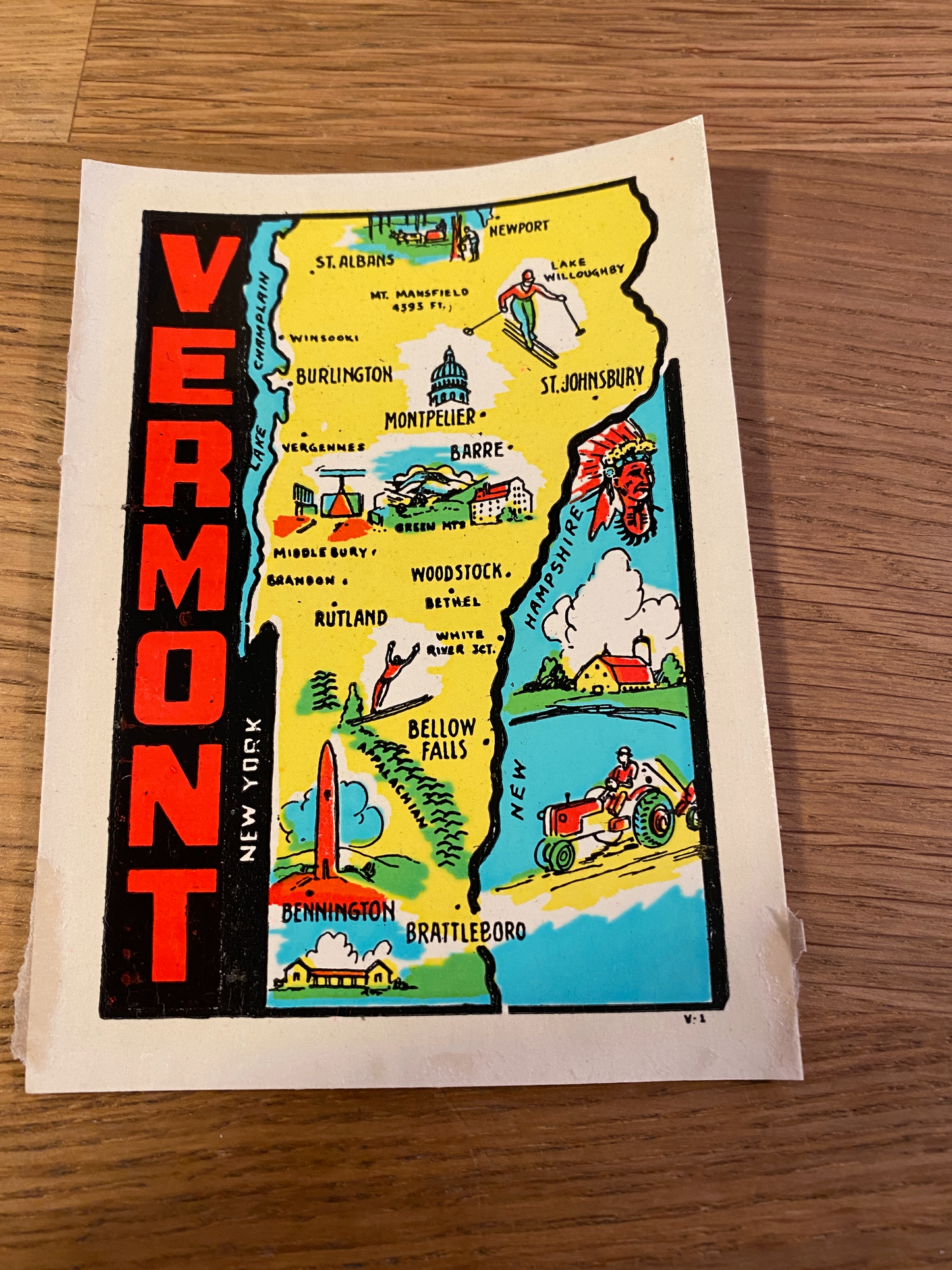 Vintage American waterslide travel sticker - VERMONT