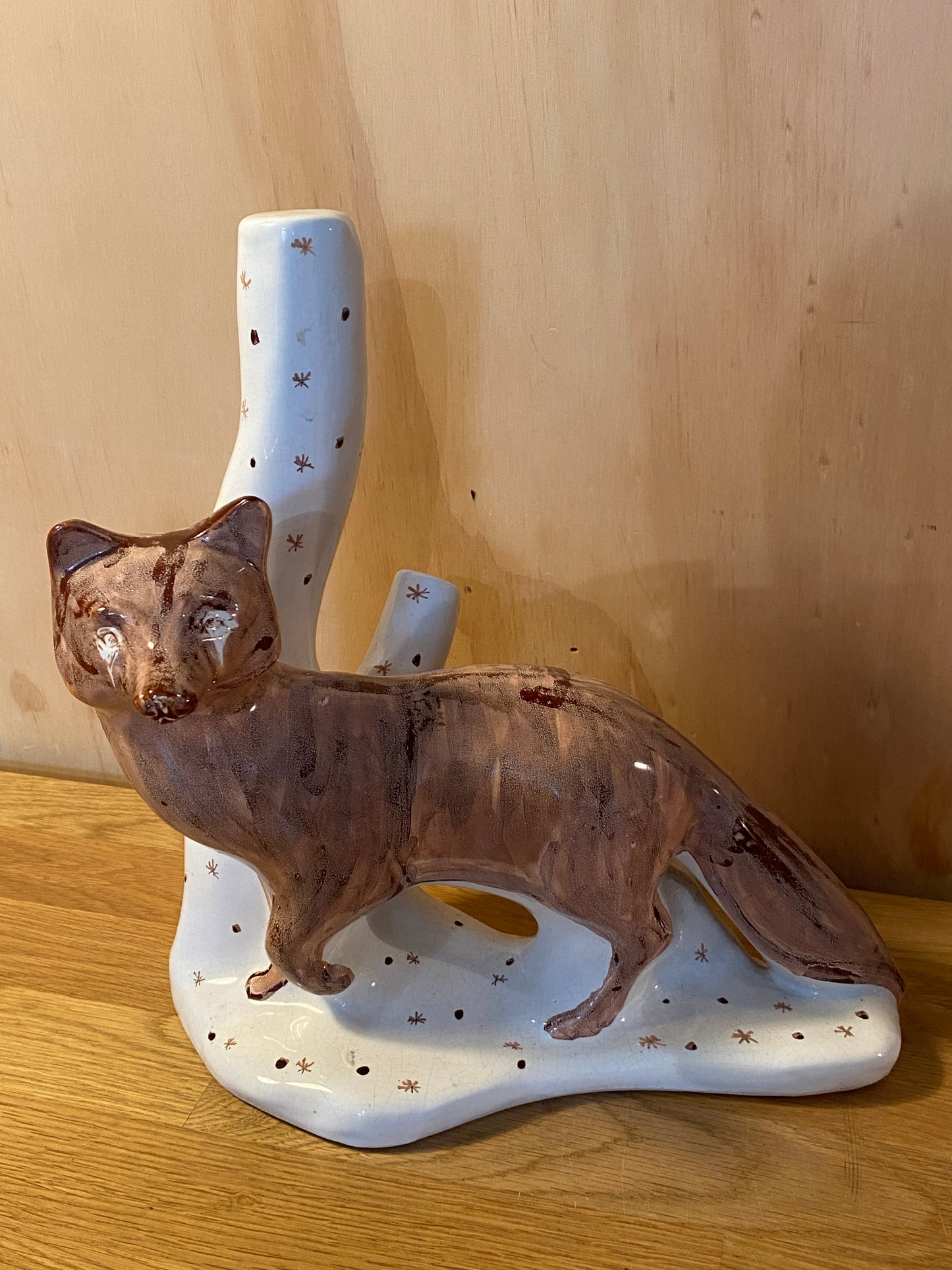 David Sharp Mid Century Pottery large brown glaze Fox  - RARE