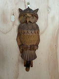 Bogorodsk toy  carved  Wooden Owl Coat Hook