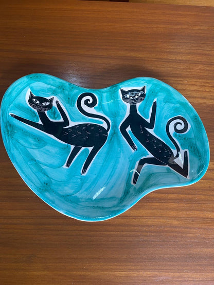 Alley Cats Ceramic Abstract Platter – Attributed to Alessio Tasca, Nove, Italy