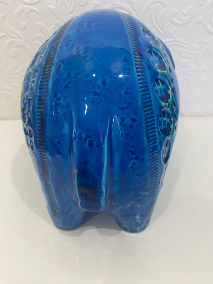 Vintage Blue Bitossi Rimini Flavia Montelupo  Elephant Italy 1960's