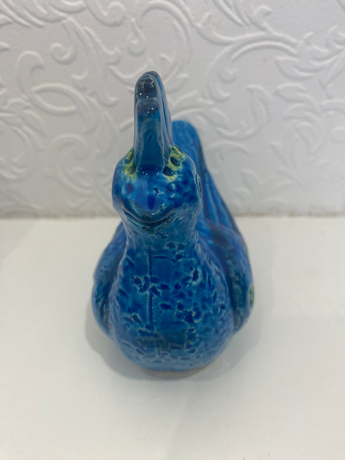 Vintage Blue Bitossi Rimini Flavia Montelupo Peacock Bird Italy 1960's