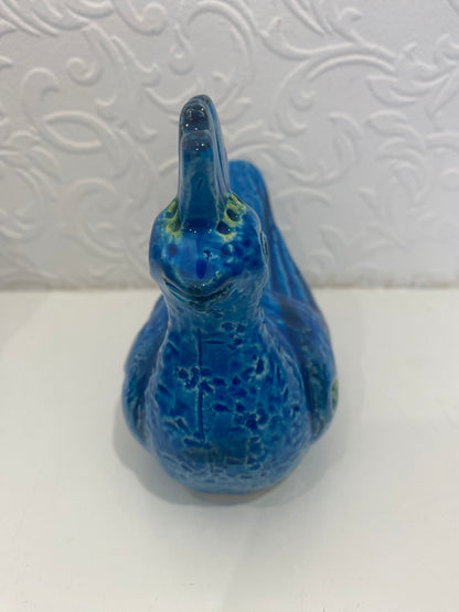Vintage Blue Bitossi Rimini Flavia Montelupo Peacock Bird Italy 1960's