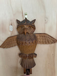 Bogorodsk toy  carved  Wooden Owl Coat Hook