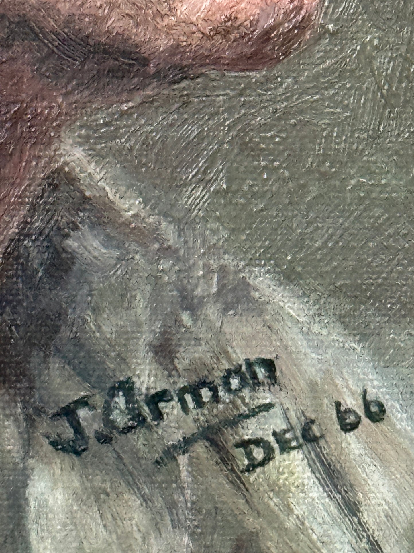 Vintage 1966 Oil Portrait by J. Arman – Sultry Gentleman in 1960s Business Attire