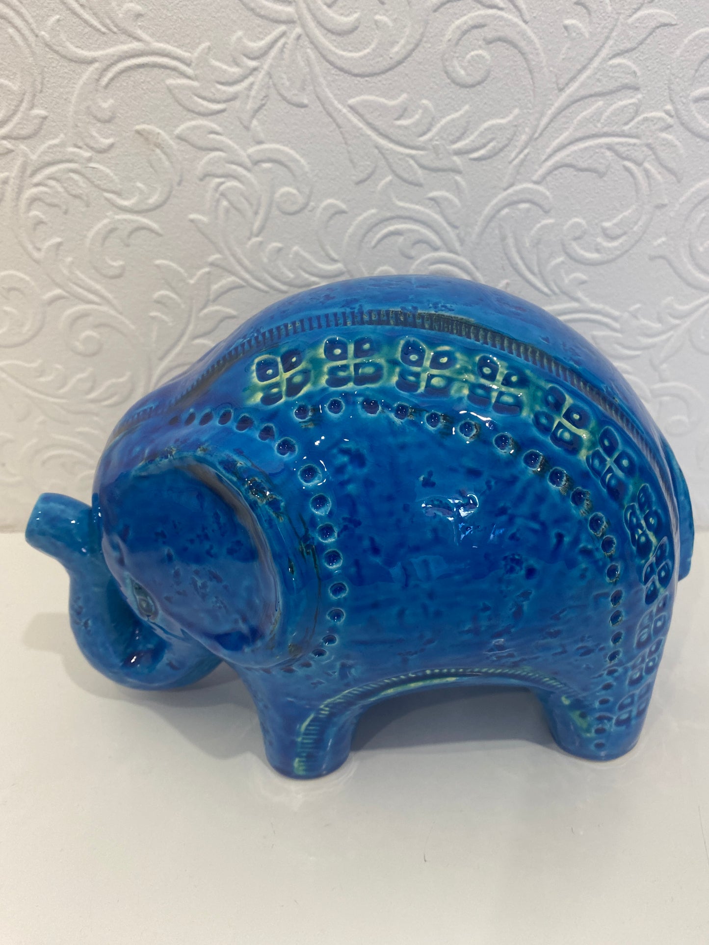 Vintage Blue Bitossi Rimini Flavia Montelupo  Elephant Italy 1960's