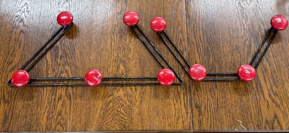 Vintage Modernist French Coat Hooks – Black with Bright Red Knobs (Set of 2 Sizes)