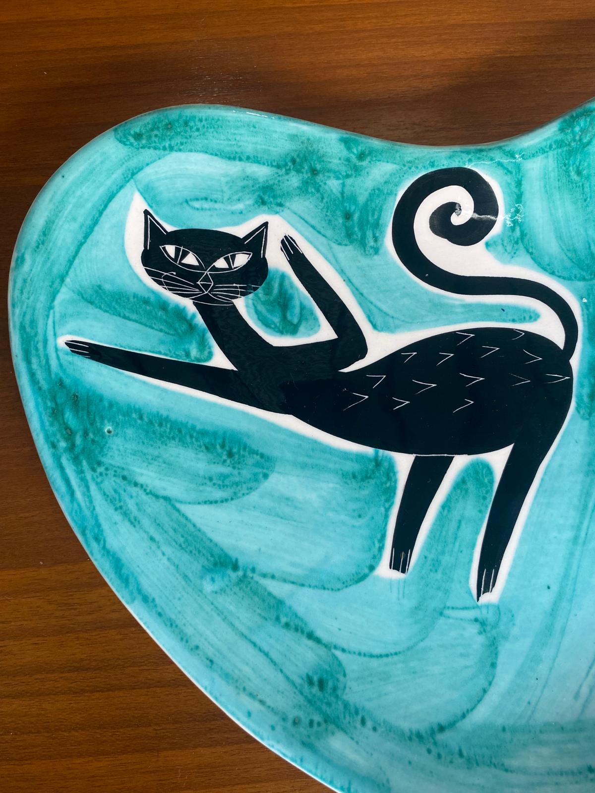 Alley Cats Ceramic Abstract Platter – Attributed to Alessio Tasca, Nove, Italy