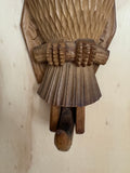 Bogorodsk toy  carved  Wooden Owl Coat Hook