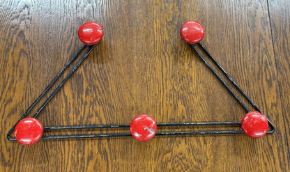 Vintage Modernist French Coat Hooks – Black with Bright Red Knobs (Set of 2 Sizes)