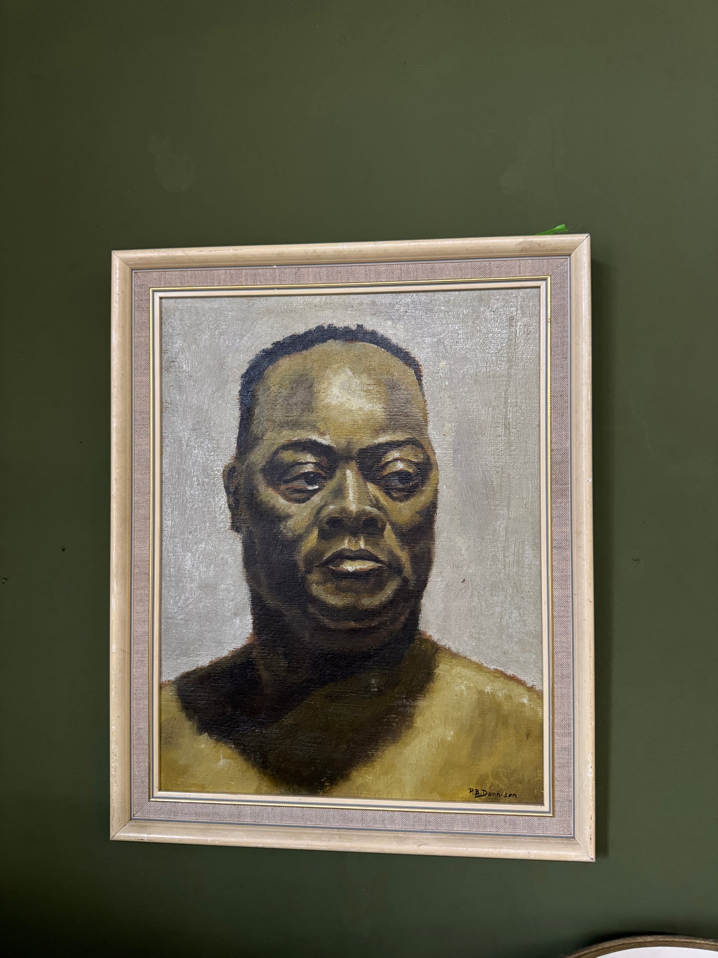 Moody Mid-Century Oil Portrait by P.B. Dennison – Expressive Study of Emotion