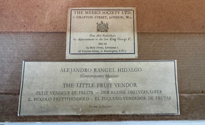 "The Little Fruit Vendor" by Alejandro Rangel Hidalgo – Vintage Medici Society Print (Framed)