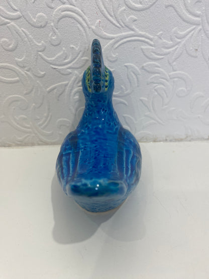 Vintage Blue Bitossi Rimini Flavia Montelupo Peacock Bird Italy 1960's