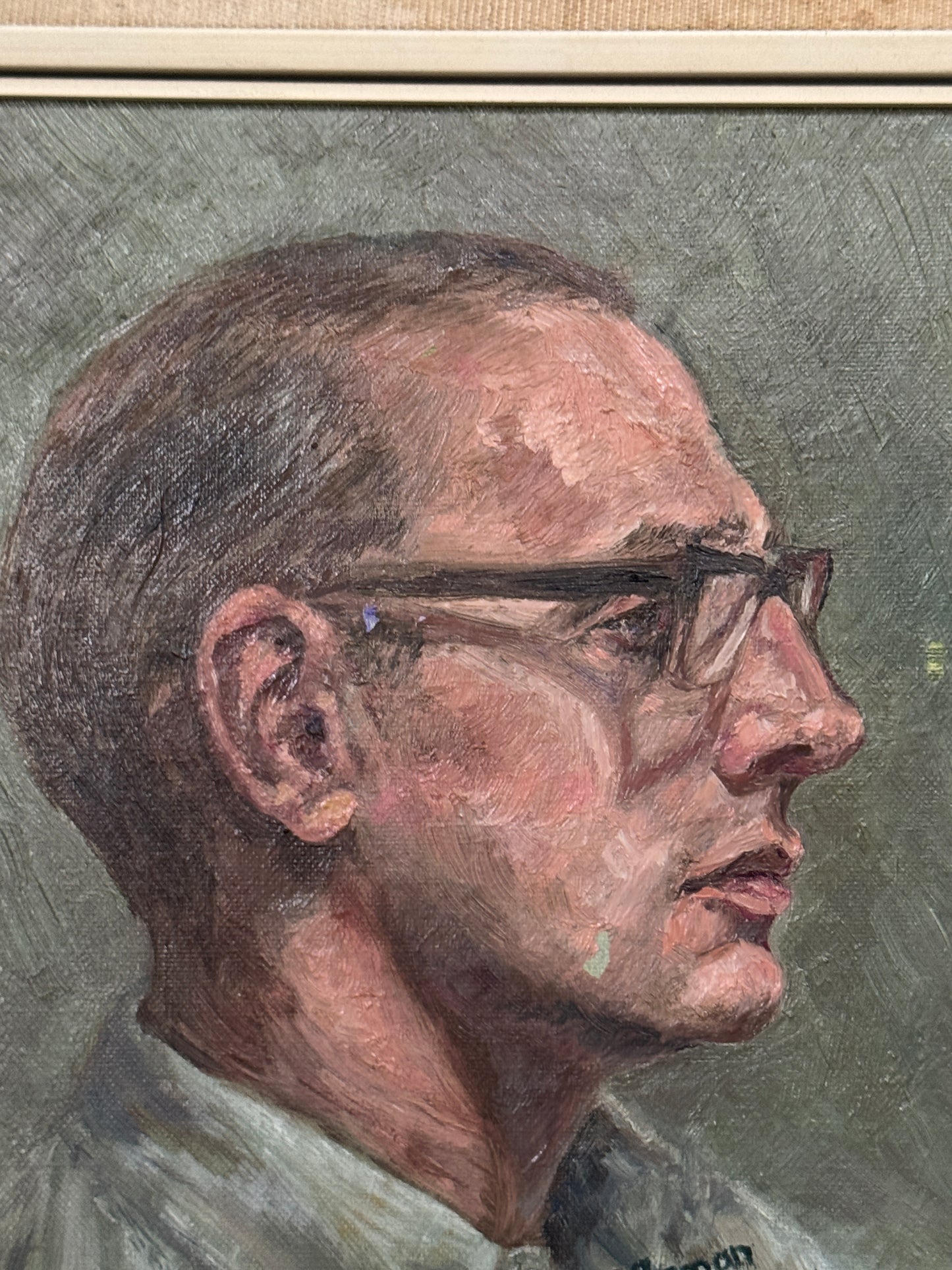 Vintage 1966 Oil Portrait by J. Arman – Sultry Gentleman in 1960s Business Attire