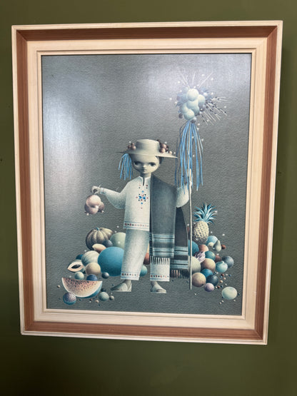 "The Little Fruit Vendor" by Alejandro Rangel Hidalgo – Vintage Medici Society Print (Framed)
