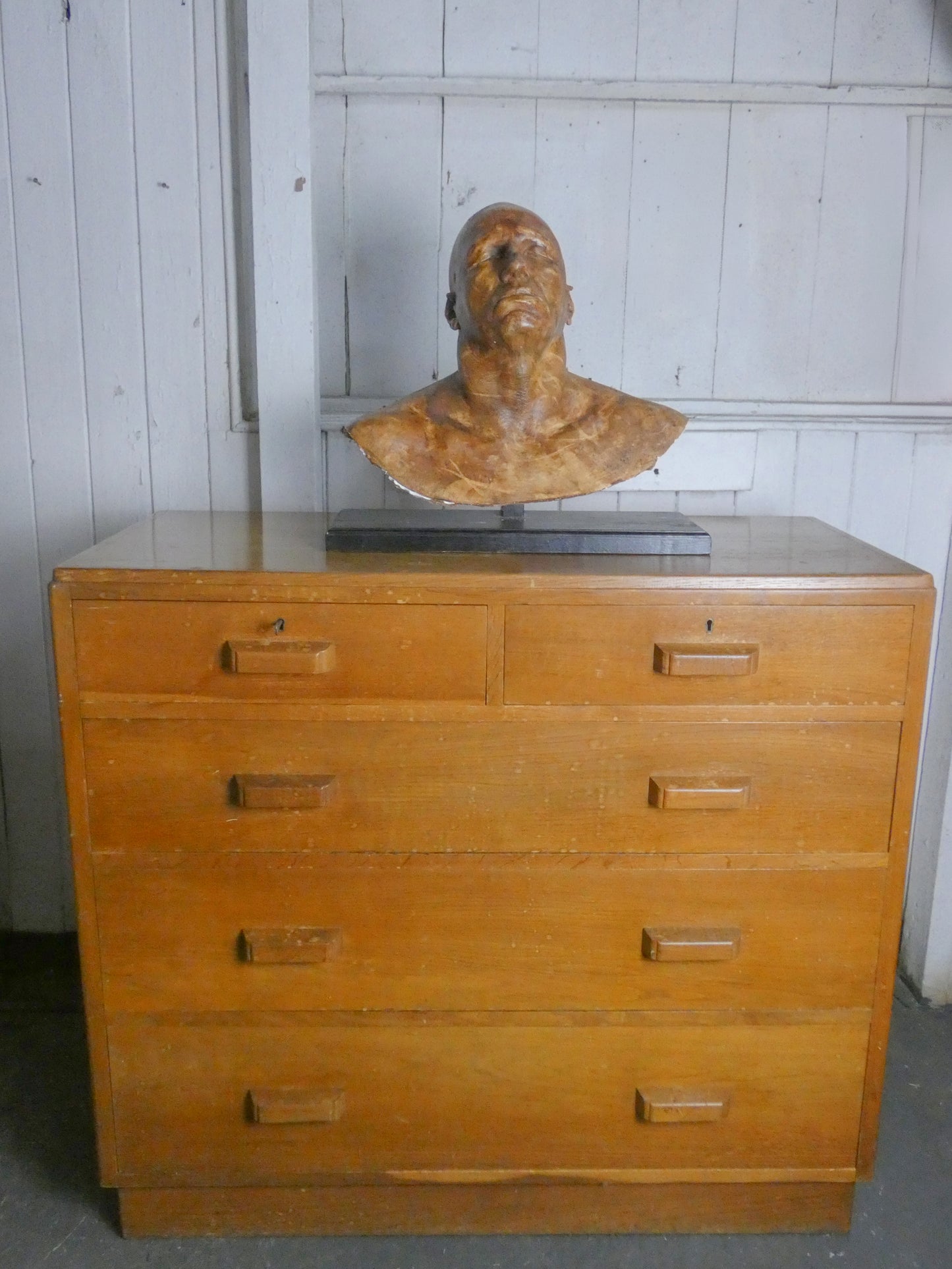 Mid-20th Century War Department Chest of Drawers – Original Military Cabinet with Key – Solid Wood Vintage Storage