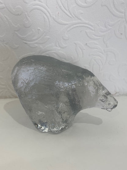 Stunning Glass Sculpture of a Polar Bear by Pukeberg Glass  - Sweden