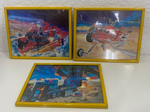 MASK Kenner-Parker Toys 1987 Set of 3 Framed Photos in distinctive 1987 yellow frames