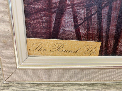 MID CENTURY FRAMED LITHOGRAPH 'THE ROUND UP'