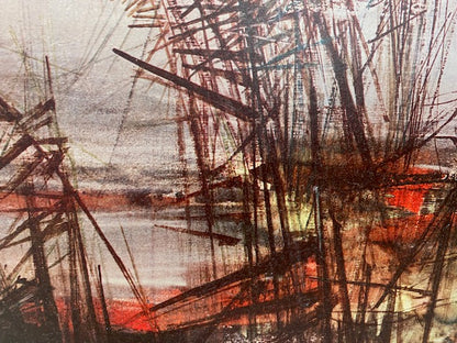 MID CENTURY FRAMED LITHOGRAPH 'THE ROUND UP'