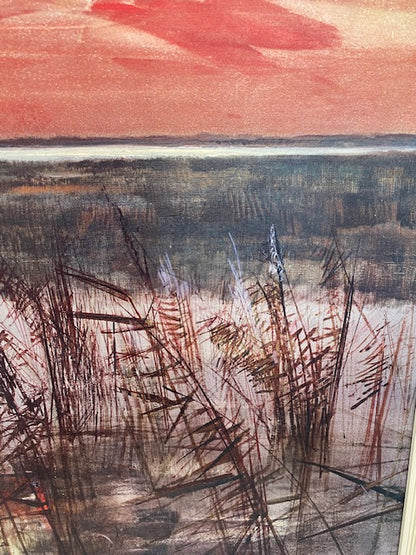 MID CENTURY FRAMED LITHOGRAPH 'THE ROUND UP'