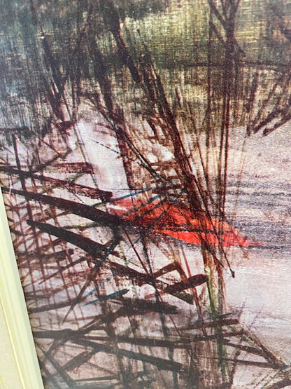 MID CENTURY FRAMED LITHOGRAPH 'THE ROUND UP'