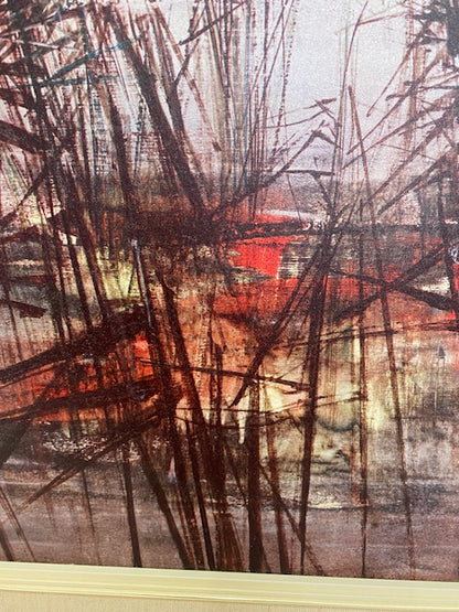 MID CENTURY FRAMED LITHOGRAPH 'THE ROUND UP'