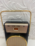 SONY Vintage Six Transistor Portable Hung Handheld or Hands Free Radio with case