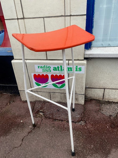 Dennis Lennon Stool 1950s - orange and white x