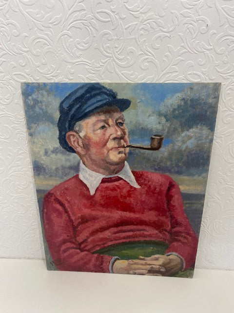 Man n pipe oil on board
