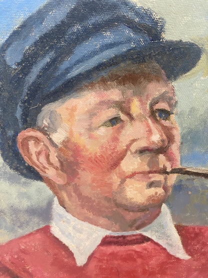 Man n pipe oil on board