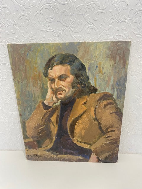 George Best look a like  Oil on board  60s / 70s