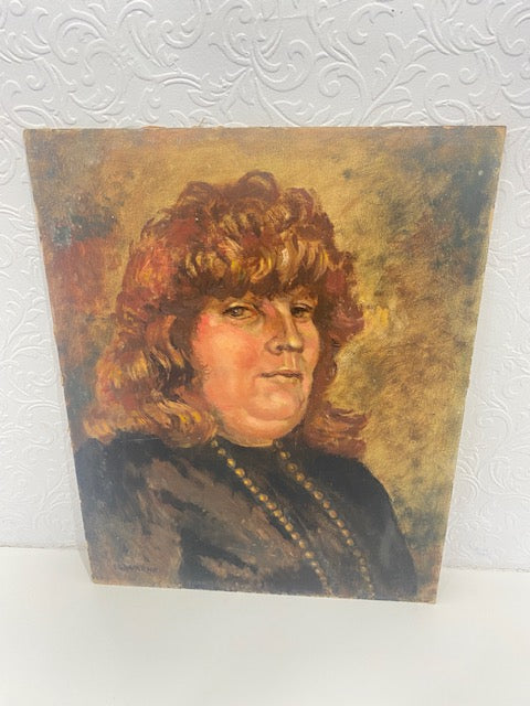 Mature woman oil on board